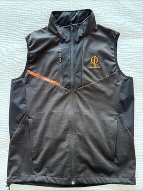 Men’s Abacus Royal Troon Charcoal Sleeveless Vest with Orange Accent